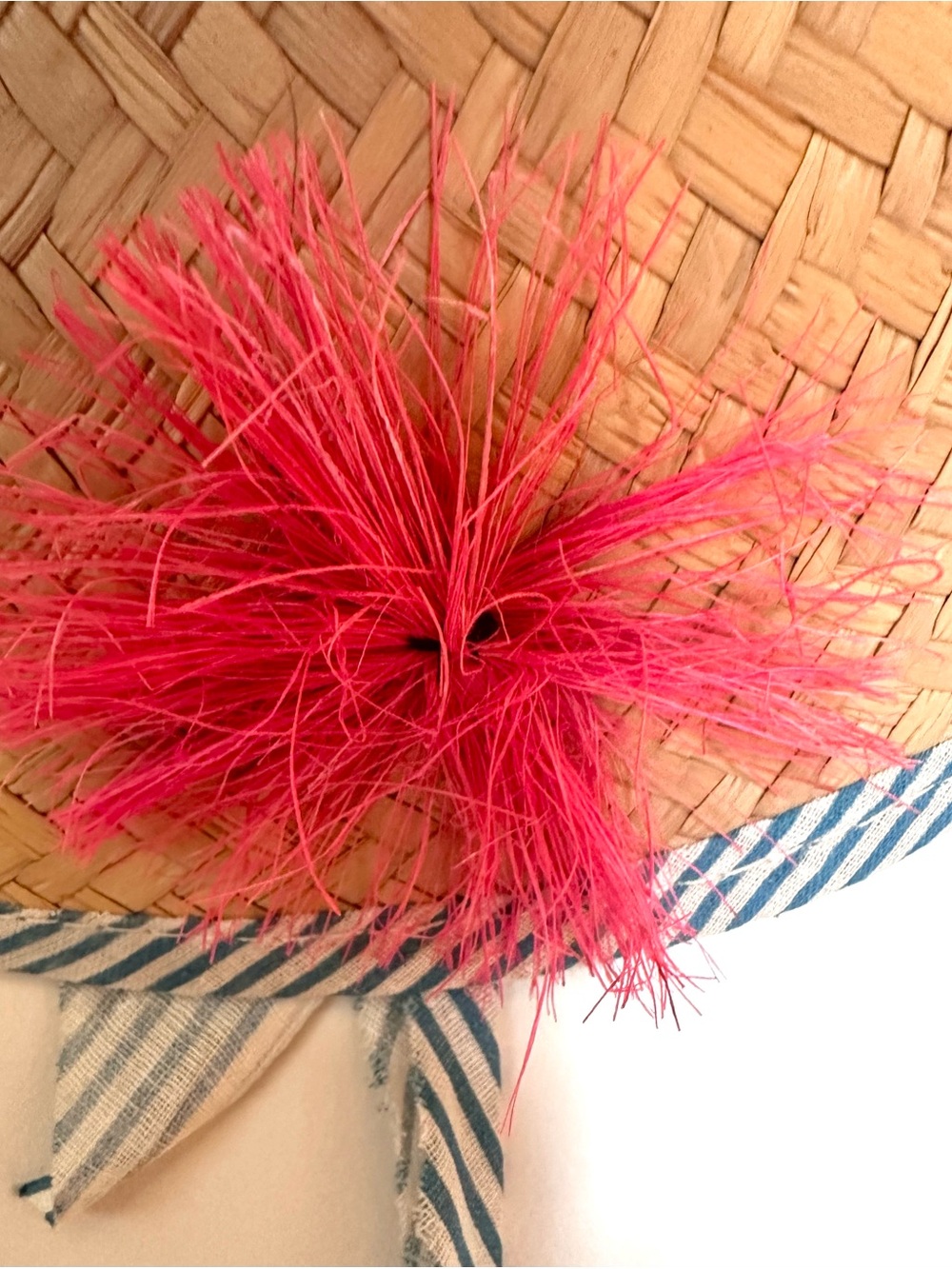 Vintage 1950s Straw Sun Hat with Raffia Details - Rare Mid-Century MCM - Picture 6 of 10